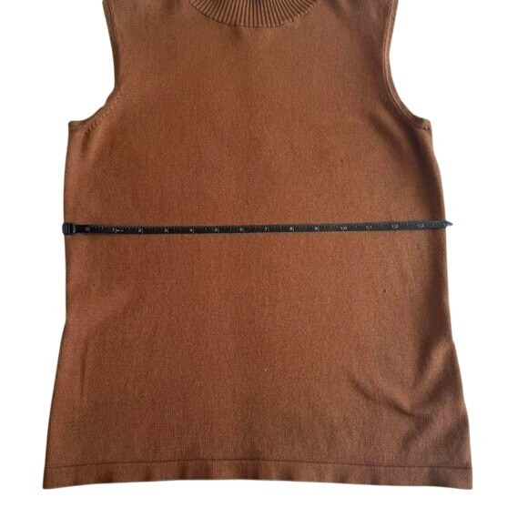 Garfield and Marks Sweater Women's XS Brown Cocoa Sleeveless Turtleneck Ribbed - Picture 6 of 7